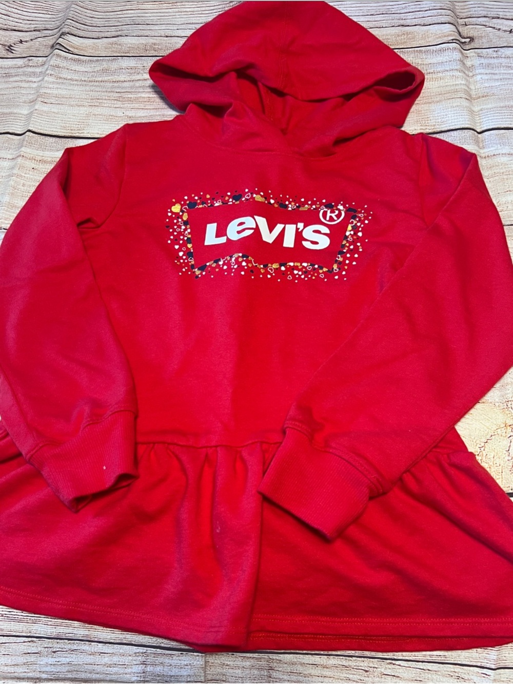 Levi's Girls Bright Red Hoodie Peplum Sweatshirt